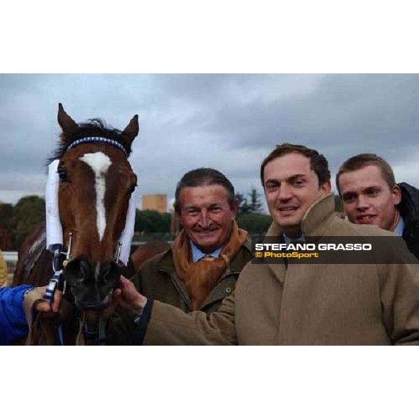 Stefano and Loreto Luciani with Blu Santillana in the winner circle of 55.a Gran Corsa Siepi di Roma Rome Capannelle, 20th february 2005 ph. Stefano Grasso