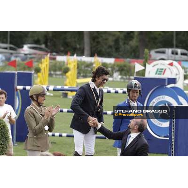 The podium of the Italian showjumping championship 2012 -Natale Chiaudani, Italian Champion - Lucia Vizzini second,Giovanni Consorti third Italian Senior showjumping championship Arezzo, 14th july 2012 ph.Stefano Grasso