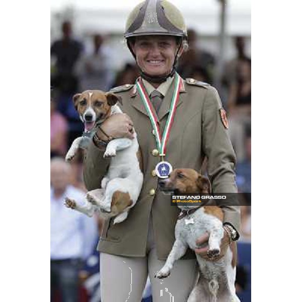 The podium of the Italian showjumping championship 2012 - Lucia Vizzin and her dogs Italian Senior showjumping championship Arezzo, 14th july 2012 ph.Stefano Grasso