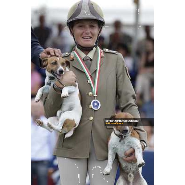 The podium of the Italian showjumping championship 2012 - Lucia Vizzin and her dogs Italian Senior showjumping championship Arezzo, 14th july 2012 ph.Stefano Grasso