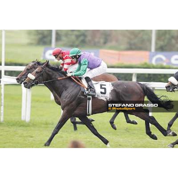 Mirco Demuro on Orsino wins the Premio Federico Tesio Milan, San Siro racecourse, 23rd sept.2012 ph.Stefano Grasso