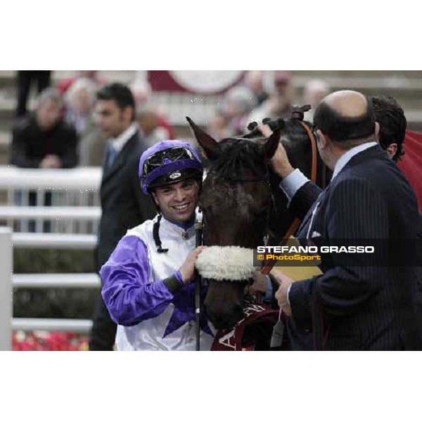 Umberto Rispoli on Molly MAlone wins the Qatar Prix du Cadran Paris - Longchamp racecourse 7th oct..2012 ph.Stefano Grasso