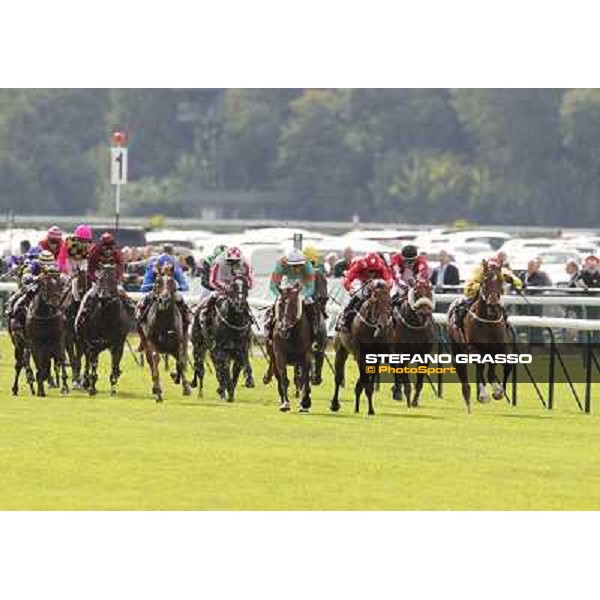 Paris - Longchamp racecourse - Gerard Mosse on Wizz Kid wins the Qatar Prix de l\'Abbaye de Longchamp Paris, 7th oct.2012 ph.Stefano Grasso