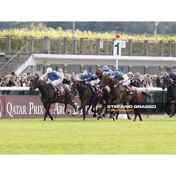 Paris - Longchamp racecourse - Olivier Peslier on Silasol wins the Prix MArcel Boussac -Frankie Dettori on Topaze Blanche and C.Soumillon on Alterite Paris, 7th oct.2012 ph.Stefano Grasso