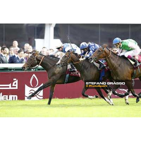 Paris - Longchamp racecourse - Olivier Peslier on Silasol wins the Prix MArcel Boussac -Frankie Dettori on Topaze Blanche and C.Soumillon on Alterite Paris, 7th oct.2012 ph.Stefano Grasso
