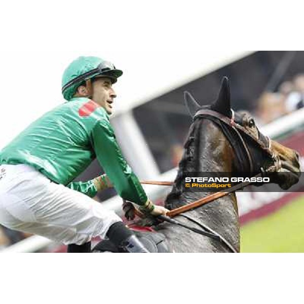 Paris - Longchamp racecourse - Christophe Patrice Lemaire on Ridasiyna returns home after winning the Prix de l\'Opera Longines Paris, 7th oct.2012 ph.Stefano Grasso