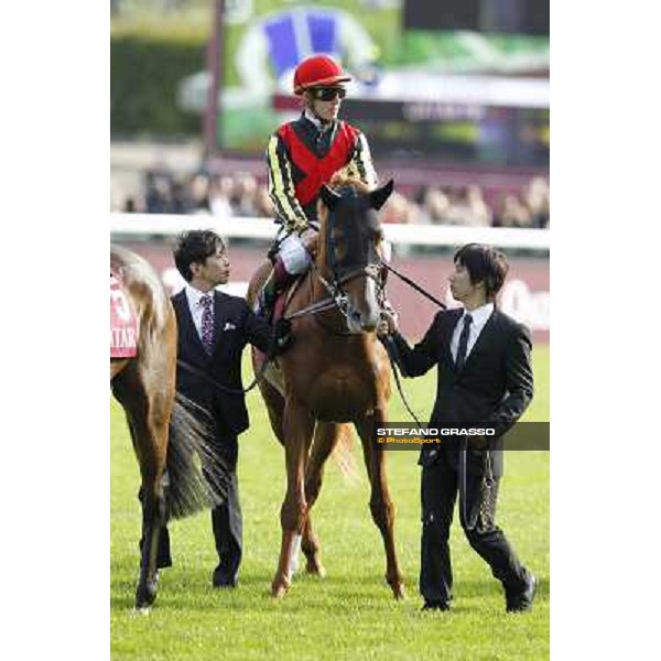 Paris - Longchamp racecourse - The parade of the Qatar Prix de l\'Arc de Triomphe - Christophe Soumillon on Orfevre Paris, 7th oct.2012 ph.Stefano Grasso