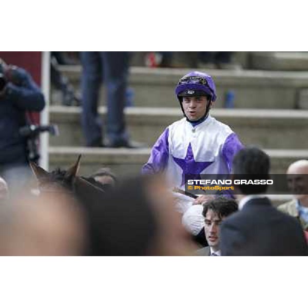 Umberto Rispoli on Molly Malone exults after winning the Prix du Cadran Paris, 7th oct.2012 ph.Stefano Grasso