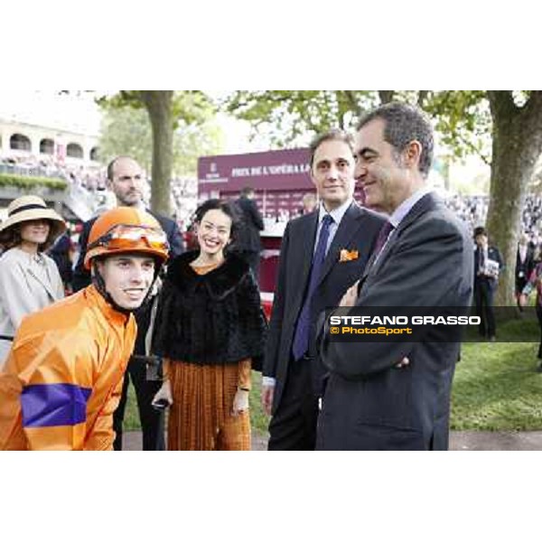 Paris - Longchamp racecourse Riccardo Cantoni, Luigi Riccardi and Cristian Demuro before the Prix de l\'Opera Paris, 7th oct.2012 ph.Stefano Grasso