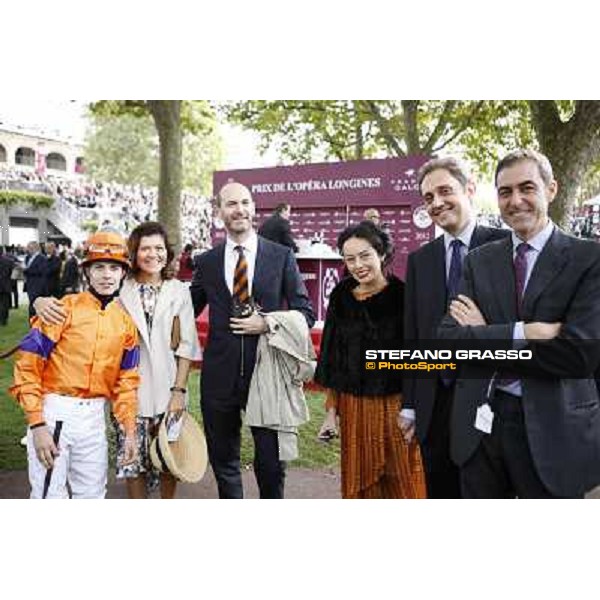Paris - Longchamp racecourse Riccardo Cantoni, Luigi Riccardi and Cristian Demuro before the Prix de l\'Opera Paris, 7th oct.2012 ph.Stefano Grasso