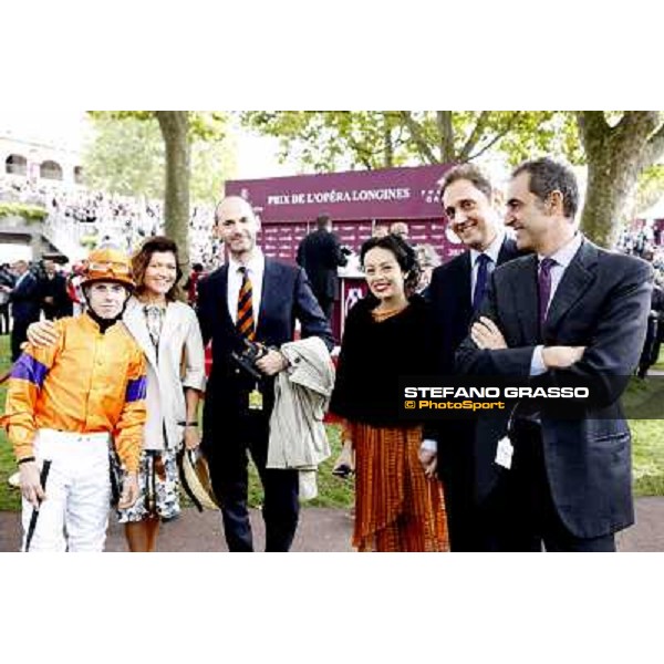 Paris - Longchamp racecourse Riccardo Cantoni, Luigi Riccardi and Cristian Demuro before the Prix de l\'Opera Paris, 7th oct.2012 ph.Stefano Grasso