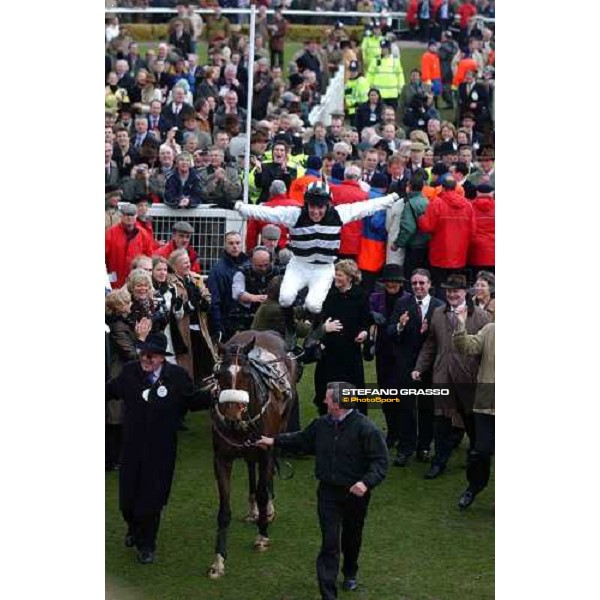 Barry Geraghty jumps from Moscow Flyer after winning the Queen Mother Champion Steeple Chase Cheltenham - The Festival 2nd day 16 march 2005 ph. Stefano Grasso