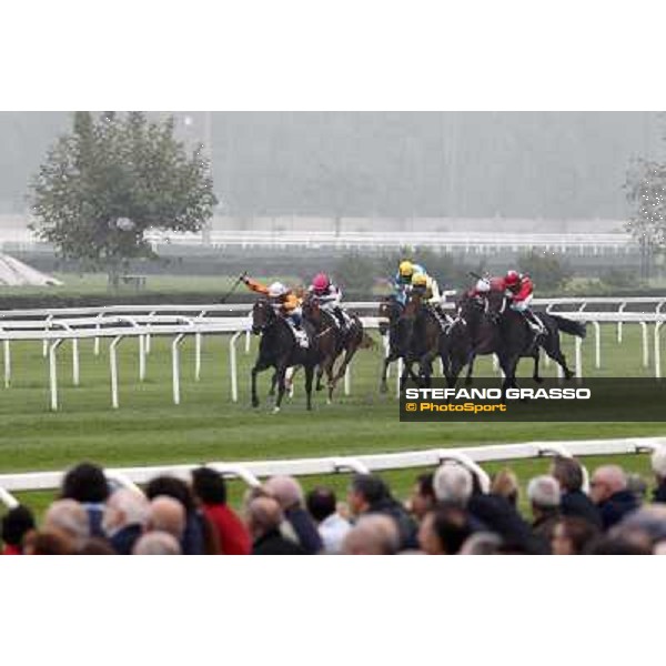 Umberto Rispoli on Cartaya wins the Premio Verziere (Mem.Aldo Cirla) Milano - San Siro racecourse, 13th oct.2012 ph.Stefano Grasso