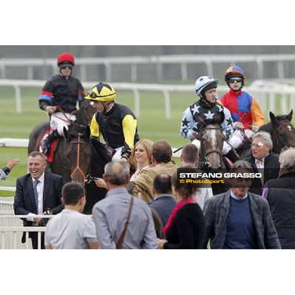 Stephane Pasquier on Law Enforcement and his connection return home after winning the Premio Gran Criterium - Milano - San Siro racecourse, 13th oct.2012 ph.Stefano Grasso