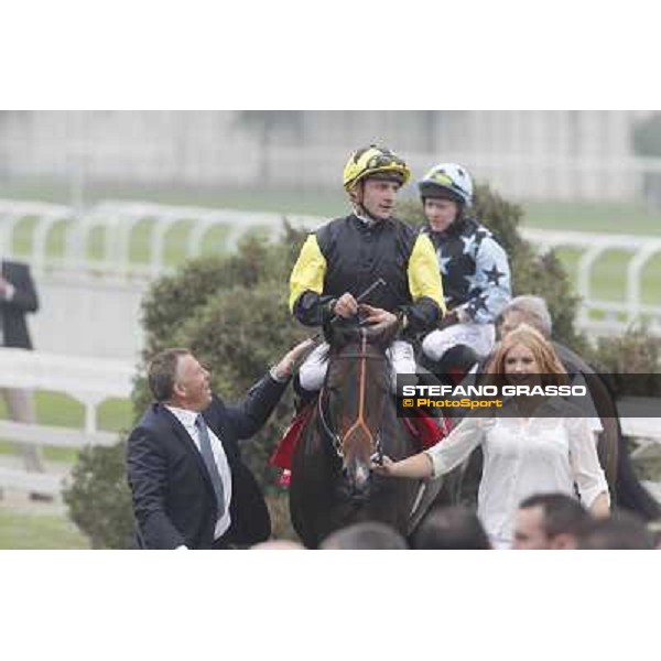 Stephane Pasquier on Law Enforcement and his connection return home after winning the Premio Gran Criterium - Milano - San Siro racecourse, 13th oct.2012 ph.Stefano Grasso