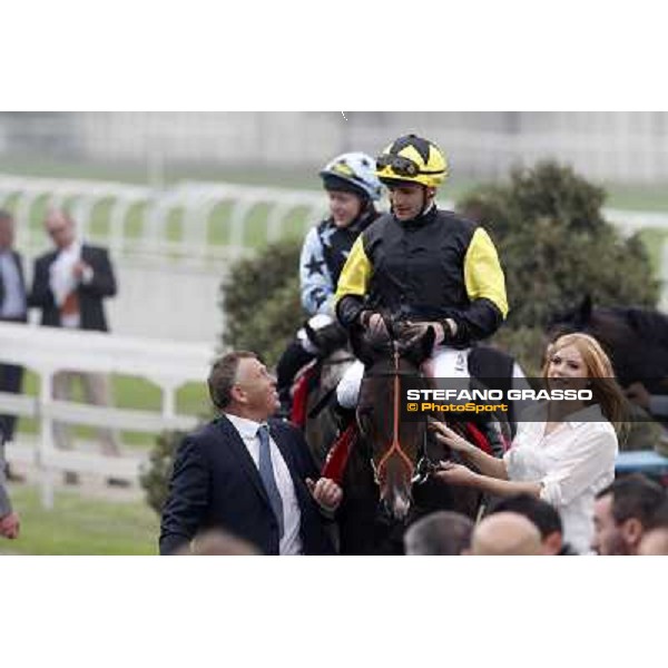 Stephane Pasquier on Law Enforcement and his connection return home after winning the Premio Gran Criterium - Milano - San Siro racecourse, 13th oct.2012 ph.Stefano Grasso