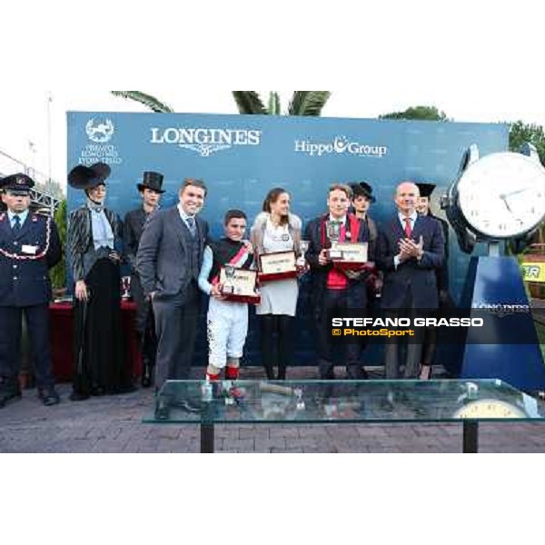 The prize giving of the Gran Premio Longines Lydia Tesio won by Andrea Atzeni on Sortilege Rome, Capannelle racecourse 28th october 2012 ph.Stefano Grasso