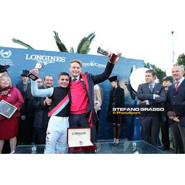 The prize giving of the Gran Premio Longines Lydia Tesio . Andrea Atzeni, Juan Carlos Capelli,Holger Faust and Elio Pautasso Rome, Capannelle racecourse 28th october 2012 ph.Stefano Grasso