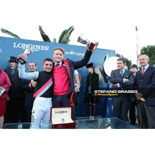 The prize giving of the Gran Premio Longines Lydia Tesio . Andrea Atzeni, Juan Carlos Capelli,Holger Faust and Elio Pautasso Rome, Capannelle racecourse 28th october 2012 ph.Stefano Grasso