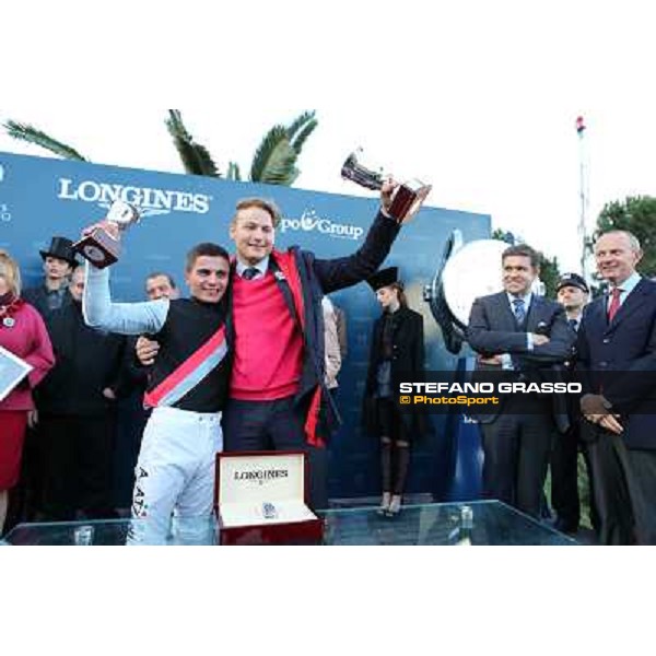 The prize giving of the Gran Premio Longines Lydia Tesio . Andrea Atzeni, Juan Carlos Capelli,Holger Faust and Elio Pautasso Rome, Capannelle racecourse 28th october 2012 ph.Stefano Grasso