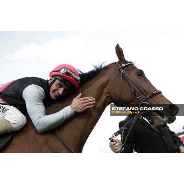 Andrea Atzeni celebrates on Sortilege after winning the Gran Premio Longines Lydia Tesio Rome, Capannelle racecourse 28th october 2012 ph.Stefano Grasso