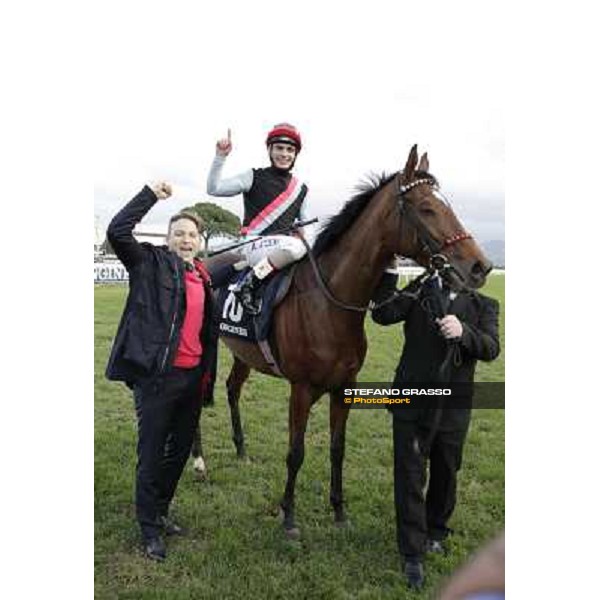 Andrea Atzeni on Sortilege celebrates with the owner after winning the Gran Premio Longines Lydia Tesio Rome, Capannelle racecourse 28th october 2012 ph.Stefano Grasso