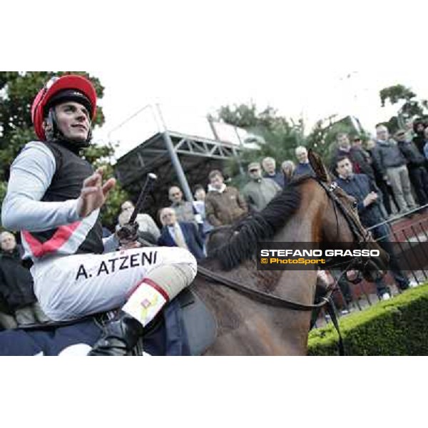 Andrea Atzeni on Sortilege returns home after winning the Gran Premio Longines Lydia Tesio Rome, Capannelle racecourse 28th october 2012 ph.Stefano Grasso