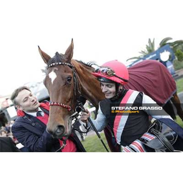 Andrea Atzeni with Sortilege and the owner celebrates after winning the Gran Premio Longines Lydia Tesio Rome, Capannelle racecourse 28th october 2012 ph.Stefano Grasso