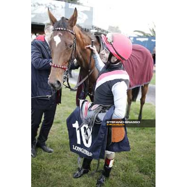 Andrea Atzeni with Sortilege celebrates after winning the Gran Premio Longines Lydia Tesio Rome, Capannelle racecourse 28th october 2012 ph.Stefano Grasso
