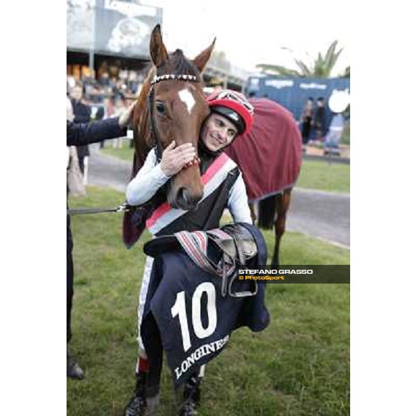 Andrea Atzeni with Sortilege celebrates after winning the Gran Premio Longines Lydia Tesio Rome, Capannelle racecourse 28th october 2012 ph.Stefano Grasso