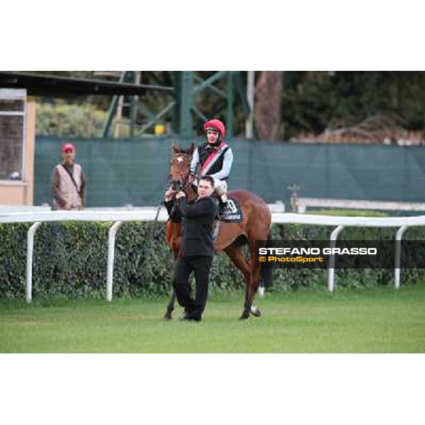 Andrea Atzeni on Sortilege returns home after winning the Gran Premio Longines Lydia Tesio Roma - Capannelle racecourse,28th oct.2012 ph.Stefano Grasso