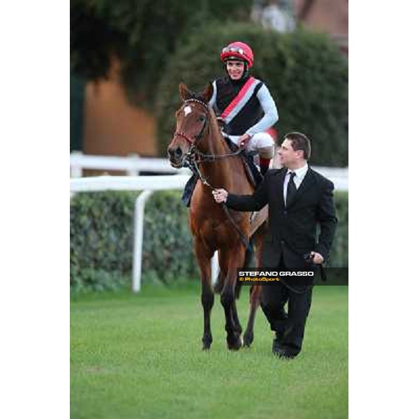 Andrea Atzeni on Sortilege returns home after winning the Gran Premio Longines Lydia Tesio Roma - Capannelle racecourse,28th oct.2012 ph.Stefano Grasso