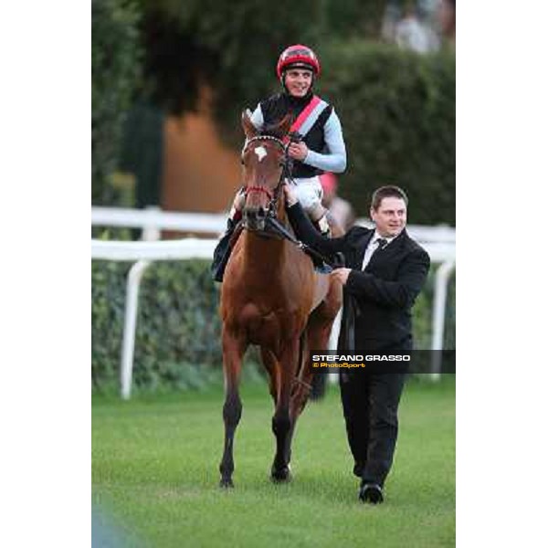 Andrea Atzeni on Sortilege returns home after winning the Gran Premio Longines Lydia Tesio Roma - Capannelle racecourse,28th oct.2012 ph.Stefano Grasso
