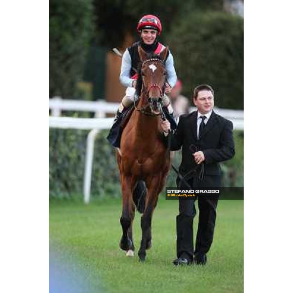 Andrea Atzeni on Sortilege returns home after winning the Gran Premio Longines Lydia Tesio Roma - Capannelle racecourse,28th oct.2012 ph.Stefano Grasso