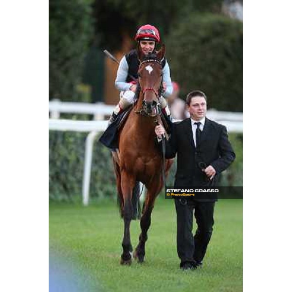Andrea Atzeni on Sortilege returns home after winning the Gran Premio Longines Lydia Tesio Roma - Capannelle racecourse,28th oct.2012 ph.Stefano Grasso