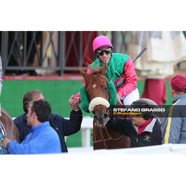Raffaele Biondi congratulates with Pierantonio Convertino on Benvenue after winning the Premio Conte Felice Scheibler Roma - Capannelle racecourse,28th oct.2012 ph.Stefano Grasso