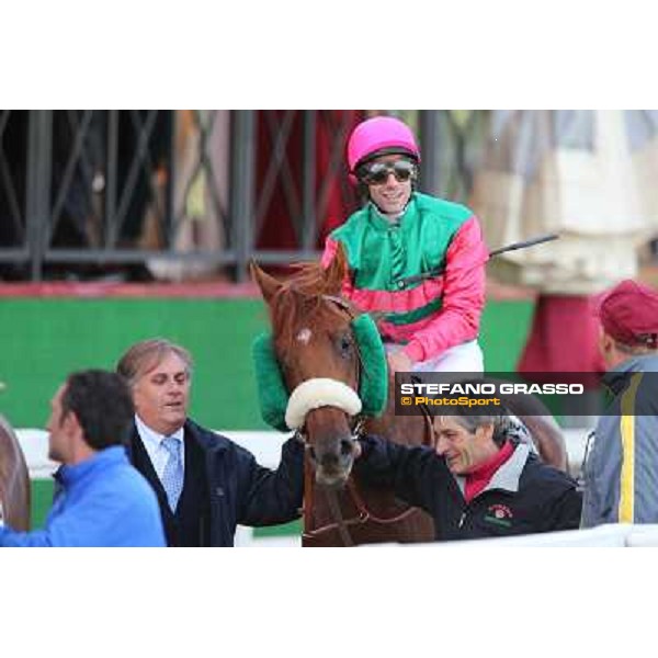 Raffaele Biondi congratulates with Pierantonio Convertino on Benvenue after winning the Premio Conte Felice Scheibler Roma - Capannelle racecourse,28th oct.2012 ph.Stefano Grasso