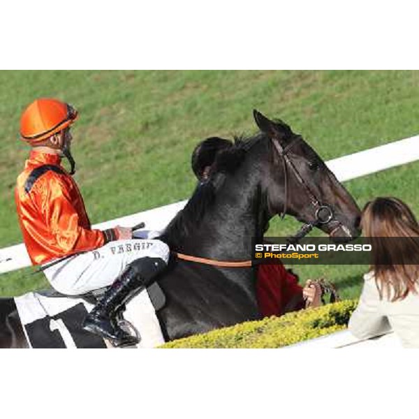Dario Vargiu on Blue Barak after winning the Premio Livermore Roma - Capannelle racecourse,28th oct.2012 ph.Stefano Grasso