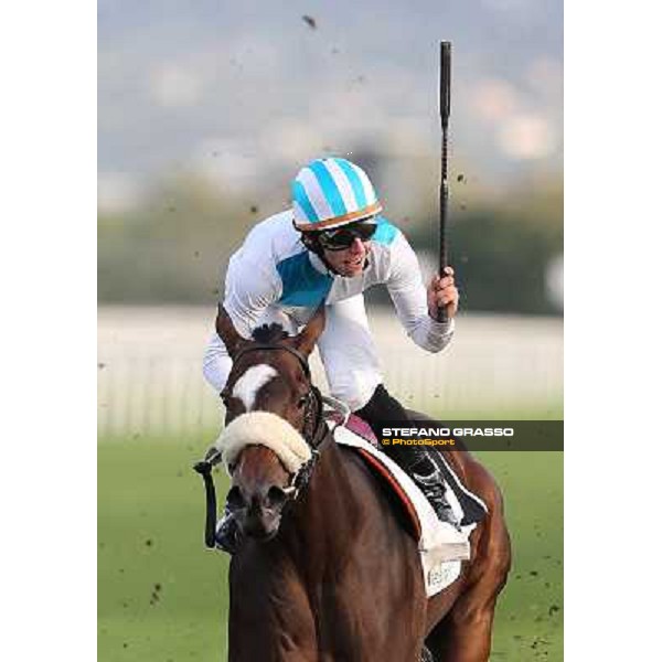 Cristian Demuro celebrates on Girl of The Rain winning the Premio Ubaldo Pandolfi Roma - Capannelle racecourse,28th oct.2012 ph.Stefano Grasso