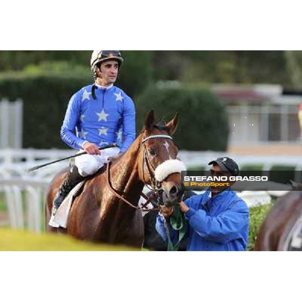 Fabio Branca on Regarde Moi returns home after winning the Premio Nearco Roma - Capannelle racecourse,28th oct.2012 ph.Stefano Grasso