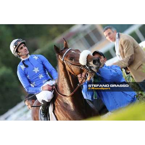 Fabio Branca on Regarde Moi returns home after winning the Premio Nearco Roma - Capannelle racecourse,28th oct.2012 ph.Stefano Grasso