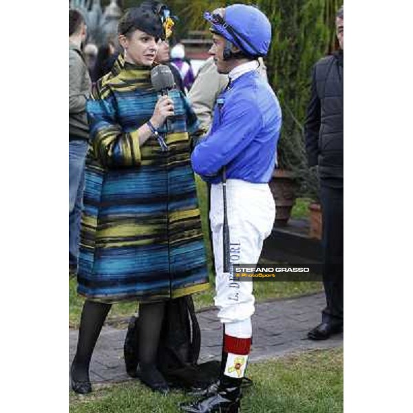 Frankie Dettori interviewed by Fanny Hubart Salmon at the Gran Premio Longines Lydia Tesio Roma - Capannelle racecourse,28th oct.2012 ph.Stefano Grasso