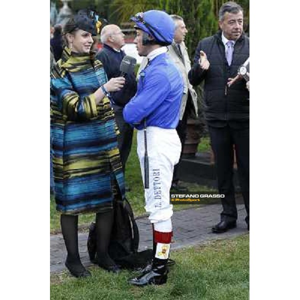 Frankie Dettori interviewed by Fanny Hubart Salmon at the Gran Premio Longines Lydia Tesio Roma - Capannelle racecourse,28th oct.2012 ph.Stefano Grasso