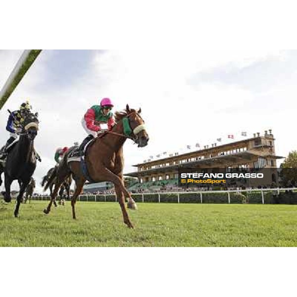 Pierantonio Convertino on Bernvenue wins the Premio Conte Felice Scheibler Roma - Capannelle racecourse,28th oct.2012 ph.Stefano Grasso