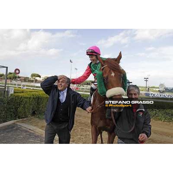 Raffaele Biondi and Pierantonio Convertino on Bernvenue return home after winning the Premio Conte Felice Scheibler Roma - Capannelle racecourse,28th oct.2012 ph.Stefano Grasso