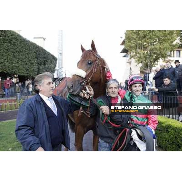 Raffaele Biondi and Pierantonio Convertino on Bernvenue return home after winning the Premio Conte Felice Scheibler Roma - Capannelle racecourse,28th oct.2012 ph.Stefano Grasso