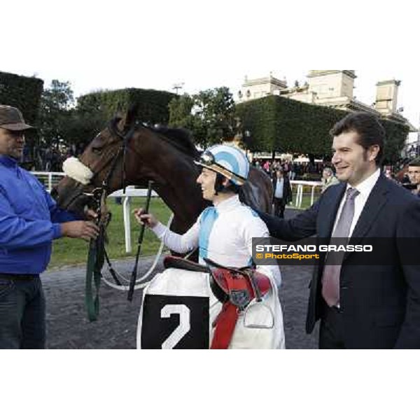 Stefano Botti,Cristian Demuro and Girl of the Rain after winning the Premio Ubaldo Pandolfi Roma - Capannelle racecourse,28th oct.2012 ph.Stefano Grasso