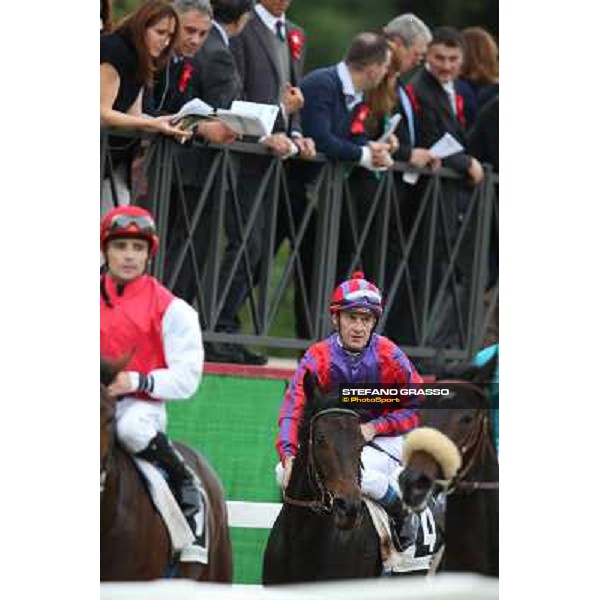 Olivier Peslier on Grand Treasure returns home after winning the Premio Criterium Femminile Rome- Capannelle racecourse,4th nov.2012 ph.Stefano Grasso