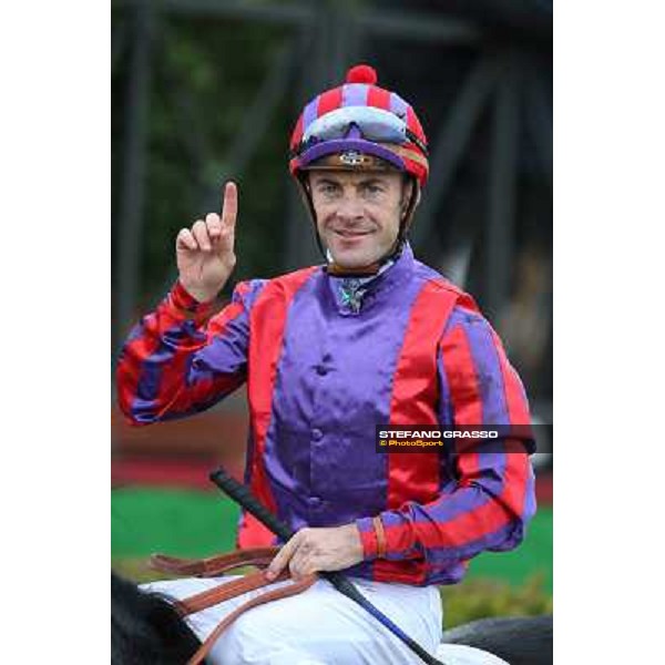 Olivier Peslier returns home after winning the Premio Criterium Femminile Rome- Capannelle racecourse,4th nov.2012 ph.Stefano Grasso