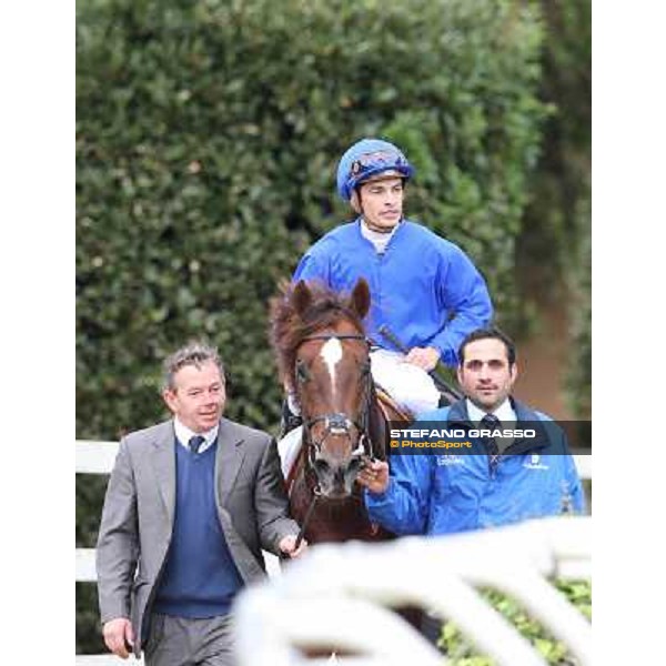 Silvestre De Sousa on Hunter\'s Light and Tommy Burns return home after winning the Gran Premio Roma GBI Racing Rome- Capannelle racecourse,4th nov.2012 ph.Stefano Grasso